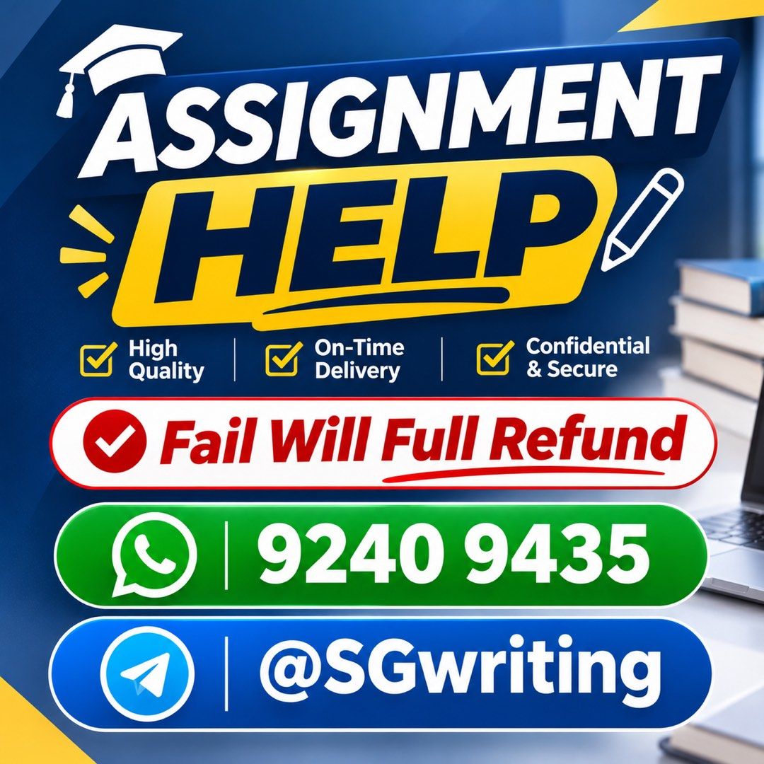 Assignment help / Assignment helper (Category: Professional Skills) located in Singapore. Submitted by assignmenthelp_singapore (Listing ID 1469775693, Image 1). Description: We are singapore’s best assignment helpers! DM us for more details! You can send your assignment files or details thru tele or WA in the listing images! · Thesis statement · Dissertation · Psychology · Engineering · Project management · Statistics · Law · History · Pharmacy 