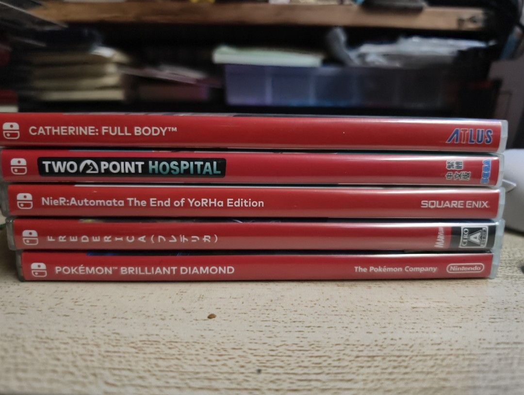 Assorted Nintendi Switch Games (Category: Nintendo) located in Valenzuela. Submitted by sunraku.0 (Listing ID 1469897586, Image 1). Description: Assorted Nintendo Switch Games For Sale **Crossposted Catherine Full Body: 1400 Nier Automata: 1400 Frederica/Silent Hope (Sealed/New):1500 Pokemon Brilliant Diamond: 1600 2Point Hospital: 1400 If take all: 6900 (less 400 php) **Less 100 on total per 2 games acquired Can do meetups: Trinoma/ SM North / S