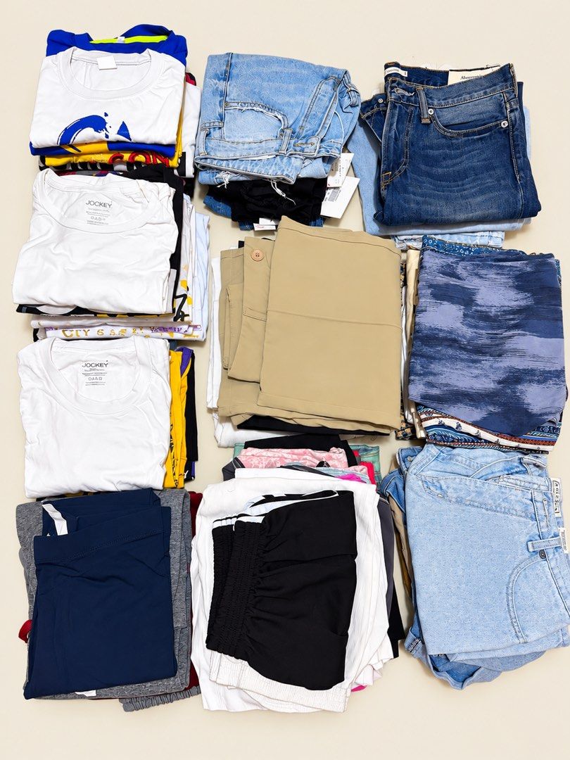 Assorted Women Tops Bottoms Jeans Jackets Sweater Bundle (Category: Coats, Jackets and Outerwear) located in Quezon City. Submitted by angelimeka (Listing ID 1469894523, Image 1). Description: TAKE ALL. BUNDLE DEAL. Open for resellers. - Variety of tops, tees, jeans, skirts, pants, dress, sweaters, jackets, dress - Mixed sizes and colors with everyday basics - Includes Jockey t-shirts and denim shorts .