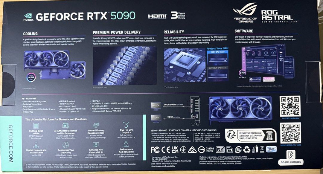 ASUS ROG Astral GeForce RTX 5090 32GB GDDR7 OC Edition, Computers ...