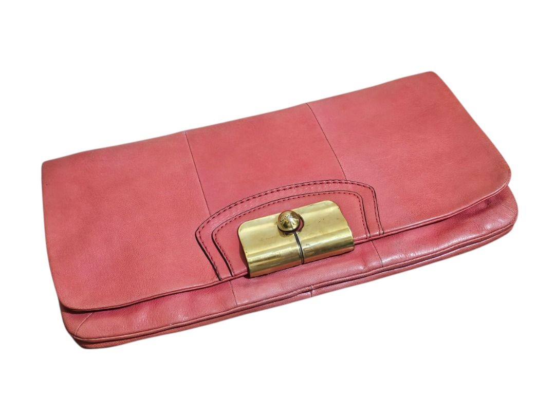AUTHENTIC COACH KRISTIN LARGE LEATHER ENVELOPE CLUTCH (Category: Clutches) located in Makati City. Submitted by maximum_happiness (Listing ID 1469916077, Image 3). Description: READ, READ, READ, READ THE ITEM DESCRIPTION GUARANTEED AUTHENTIC OR FULL REFUND MORE DETAILED PICS HERE – https://jpegbay.com/gallery/009443355-.html#1 CORAL GRAINED LEATHER EXTERIOR – GOLDEN BRASS HARDWARE – METAL HINGED CLASP ON THE FLAP – SATIN FABRIC INTERIOR – ONE OPE