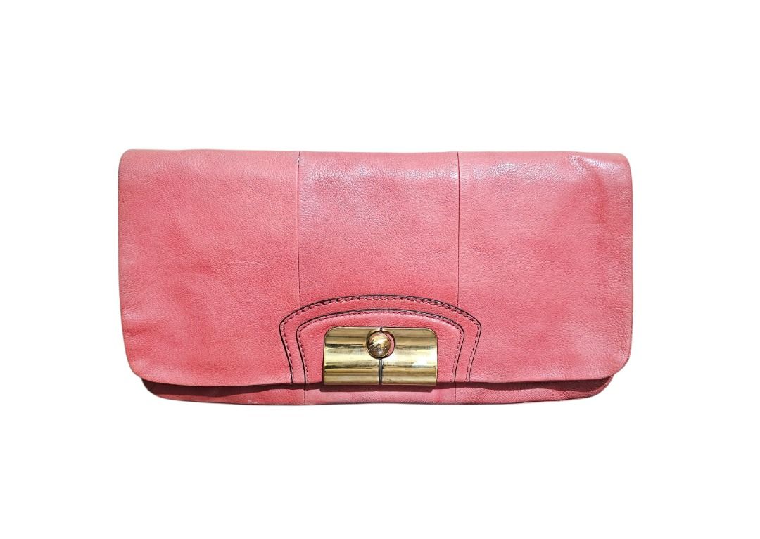 AUTHENTIC COACH KRISTIN LARGE LEATHER ENVELOPE CLUTCH (Category: Clutches) located in Makati City. Submitted by maximum_happiness (Listing ID 1469916077, Image 1). Description: READ, READ, READ, READ THE ITEM DESCRIPTION GUARANTEED AUTHENTIC OR FULL REFUND MORE DETAILED PICS HERE – https://jpegbay.com/gallery/009443355-.html#1 CORAL GRAINED LEATHER EXTERIOR – GOLDEN BRASS HARDWARE – METAL HINGED CLASP ON THE FLAP – SATIN FABRIC INTERIOR – ONE OPE