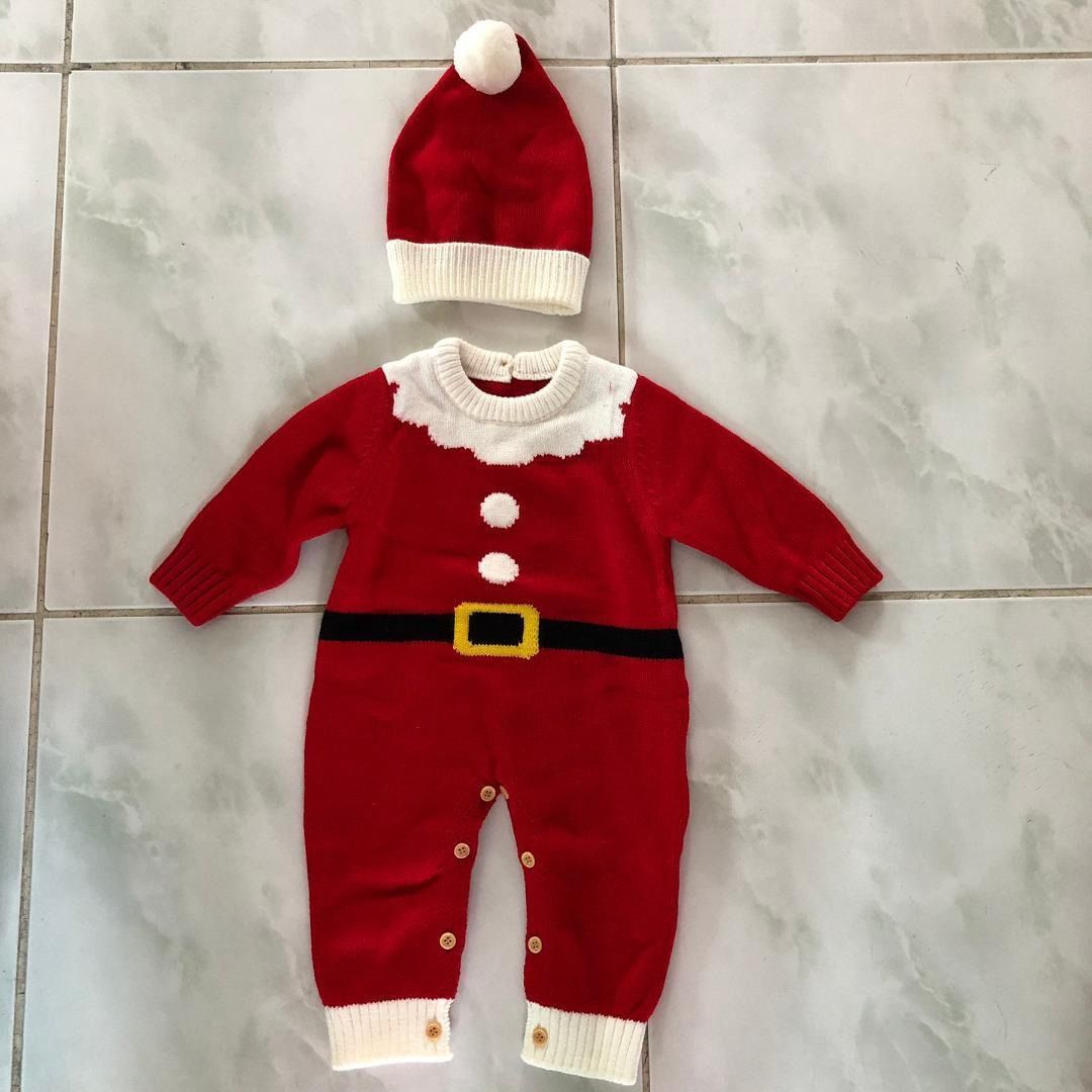 Baby Santa Knitted Jumpsuit (Category: Babies & Kids Fashion) located in Manila. Submitted by shopforprelovedclothes (Listing ID 1469770020, Image 2). Description: Size: 6-12mo.