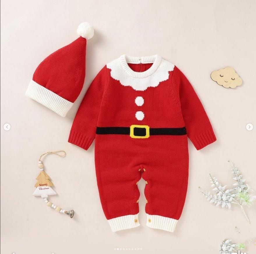 Baby Santa Knitted Jumpsuit (Category: Babies & Kids Fashion) located in Manila. Submitted by shopforprelovedclothes (Listing ID 1469770020, Image 1). Description: Size: 6-12mo.