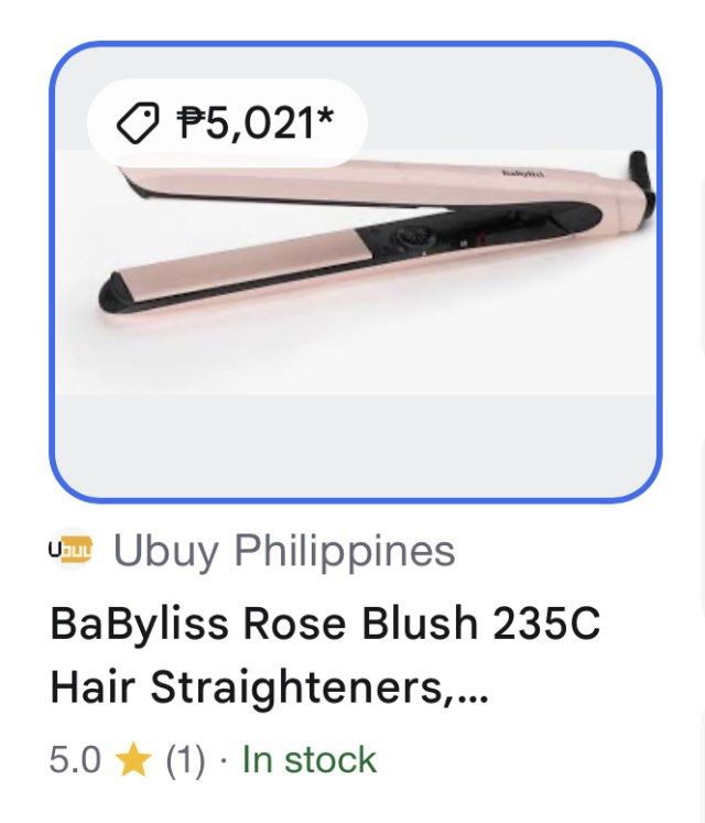 Babyliss Paris hair iron (Category: Hair) located in Manila. Submitted by secondsnuggle (Listing ID 1469827326, Image 2). Description: Safe for hair. Ceramic titanium Srp ₱5,000.