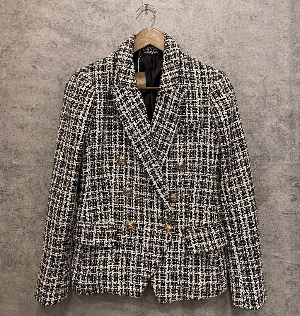 Balmain Paris Tweed Blazer (Category: Luxury Apparel) located in Quezon City. Submitted by rebirthalley (Listing ID 1469839732, Image 1). Description: Width-17.5 Length-27 Sleeve-23 Shoulder-14.5 Excellent Condition No flaws.