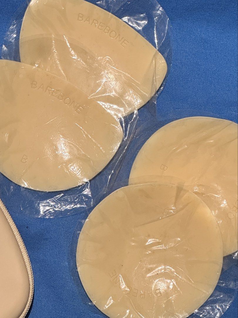 Barebone Silicone Bra Inserts Set with Case (Category: Undergarments & Loungewear) located in Quezon City. Submitted by kte15 (Listing ID 1469912128, Image 2). Description: Barebone silicone bra inserts in Size B. Includes 4 pieces (2 round, 2 contoured) with a matching beige hard case. RFS: no longer use these.