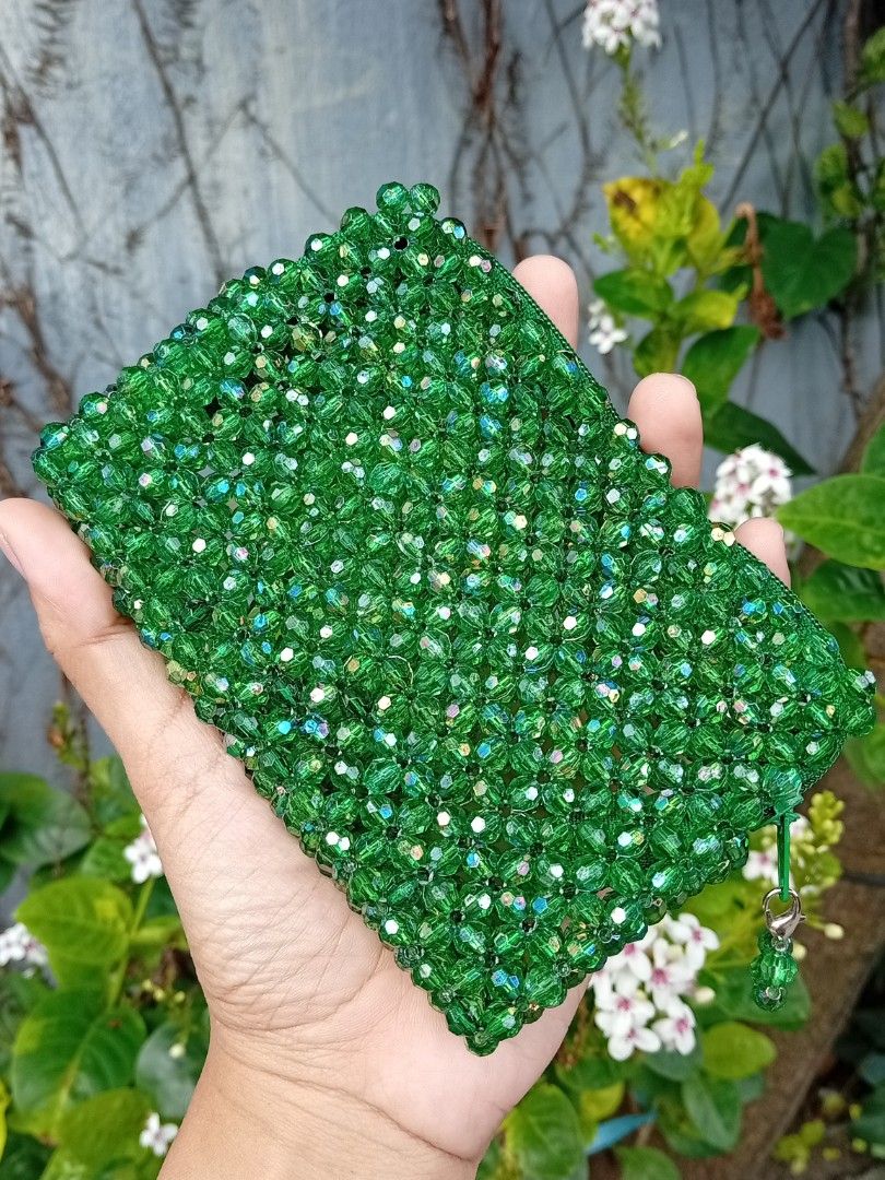 [Customizable color] Beaded wallet pouch (Category: Purses & Pouches) located in Taguig. Submitted by arcattect (Listing ID 1469766183, Image 1). Description: to check legitimacy- [@ar.cat.tect on ig] ‼️Fixed Price ‼️ 🪩 Size: 5.00 x 3.50 x 1.00 inches 🪩 Can fit A LOT 🪩 Can fit bills, coins, and even cards 🪩 With removable beaded charm on the zipper.