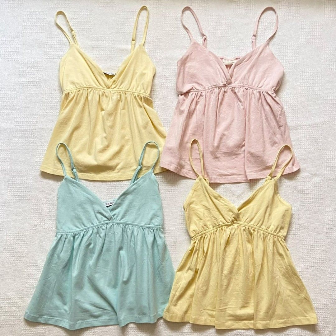 Bershka peplum flowy bustier top (Category: Sleeveless) located in Rizal. Submitted by urkoala (Listing ID 1469884810, Image 1). Description: — all fits xs to s — avail yellow (2 pcs) mine + pcs / get both for Php 620!.
