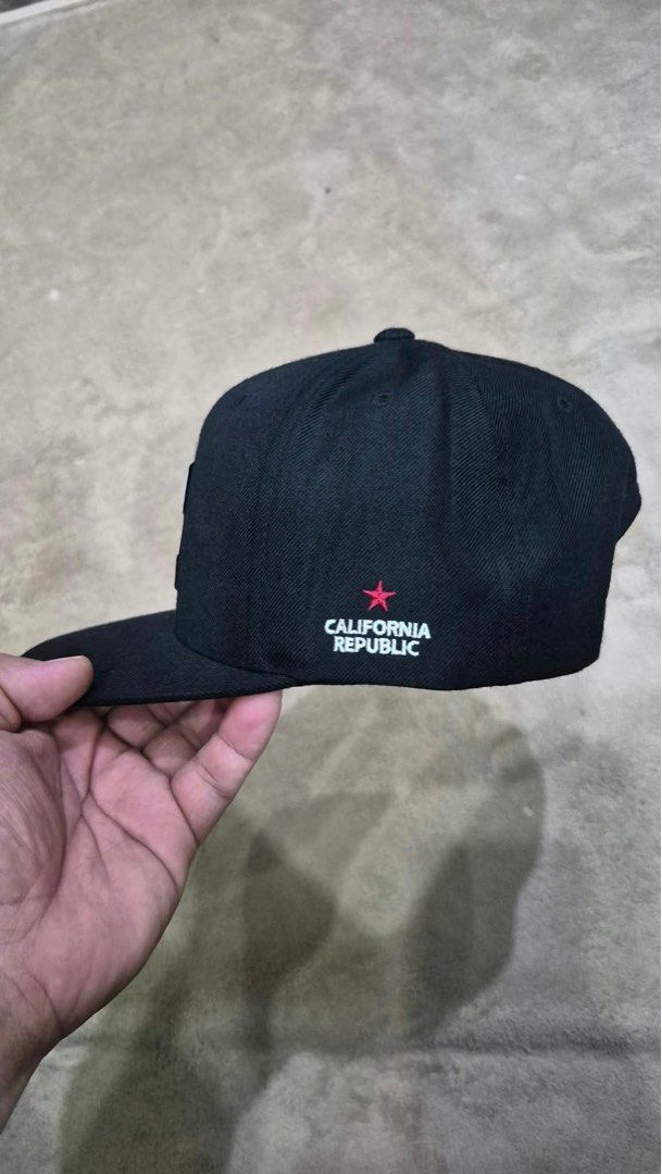 Billabong California Republic Snapback Cap Black (Category: Caps & Hats) located in General Santos City (Dadiangas). Submitted by zann_zee (Listing ID 1469903209, Image 2). Description: - Brand: Billabong - Color: Black - Design: California Republic front patch with side and back embroidery - Fit: Adjustable plastic snap closure - Material: 80% acrylic, 20% wool - Condition: Clean inside and out, ready to wear.