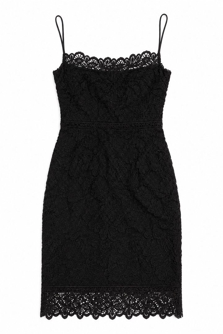 Black Lace Cami Dress (Category: Dresses) located in Marikina City. Submitted by ziaziaaa (Listing ID 1469892372, Image 2). Description: - Style: Fitted black floral lace slip dress - Length: Midi length, fully lined - Details: Thin spaghetti straps with scalloped lace trim at neckline and hem - Occasion: Ideal for date nights and night outs .
