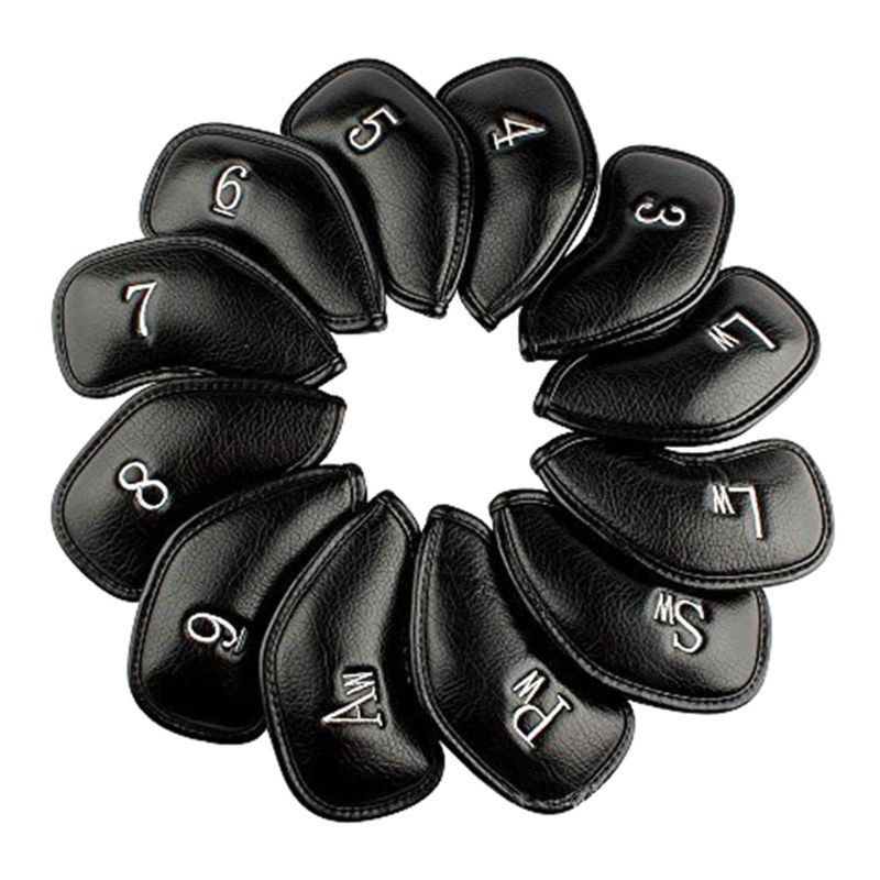 Black Leather Golf Iron Head Covers Set (Category: Golf) located in Manila. Submitted by cnmanaois19234 (Listing ID 1469892066, Image 2). Description: - Complete set of 12 black synthetic leather golf iron head covers - Includes numbers 3 through 9, plus Pitching Wedge (Pw), Approach Wedge (Aw), and two Lob Wedges (Lw) - Stylish white embroidered lettering for easy club identification - Protects your valuable clubs from scratches, dings, and dama