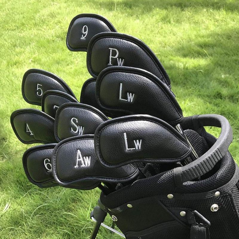 Black Leather Golf Iron Head Covers Set (Category: Golf) located in Manila. Submitted by cnmanaois19234 (Listing ID 1469892066, Image 1). Description: - Complete set of 12 black synthetic leather golf iron head covers - Includes numbers 3 through 9, plus Pitching Wedge (Pw), Approach Wedge (Aw), and two Lob Wedges (Lw) - Stylish white embroidered lettering for easy club identification - Protects your valuable clubs from scratches, dings, and dama