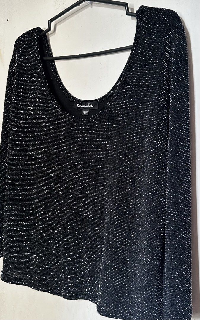 Black Metallic shimmer scoop neck longsleeve (Category: Longsleeves) located in Cavite. Submitted by chicfinds.slay (Listing ID 1469810515, Image 3). Description: ✨stretchy can be worn front and back Stylish.