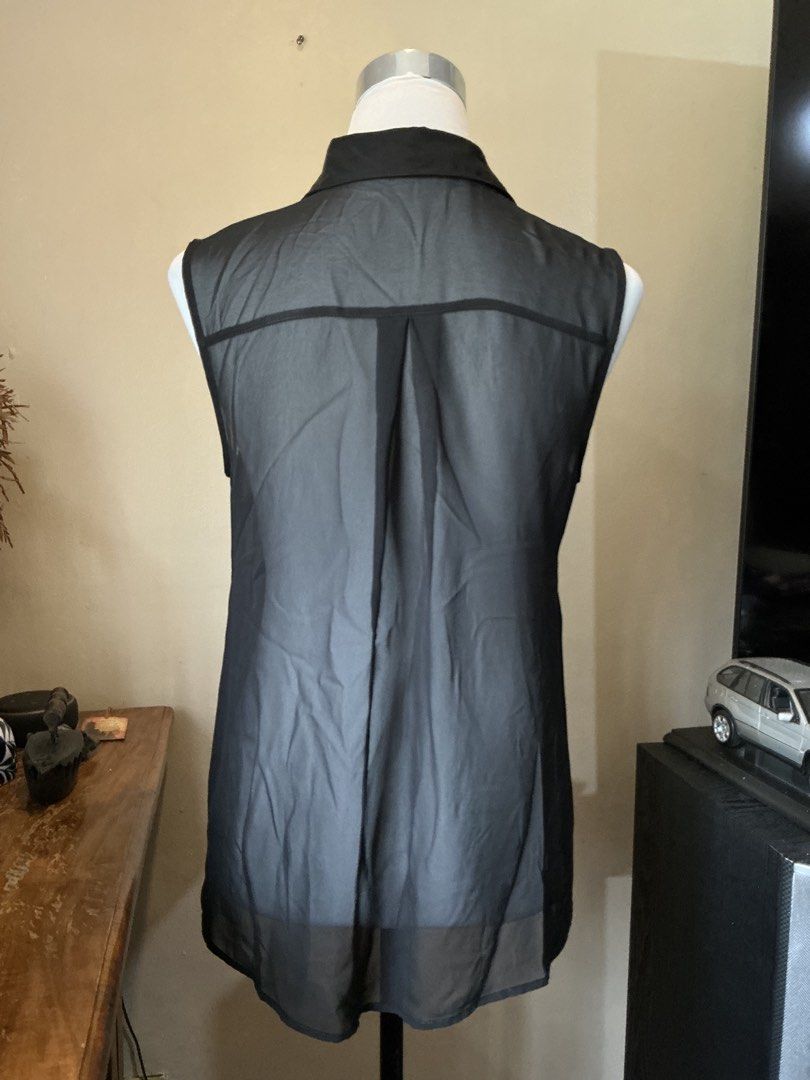 Black Sheer, Button-up Blouse (Category: Blouses) located in Quezon City. Submitted by shopabilitymnl (Listing ID 1469825808, Image 3). Description: Size: Small Mannequins’s Size: - Bust: 36-37 inches - Length: .