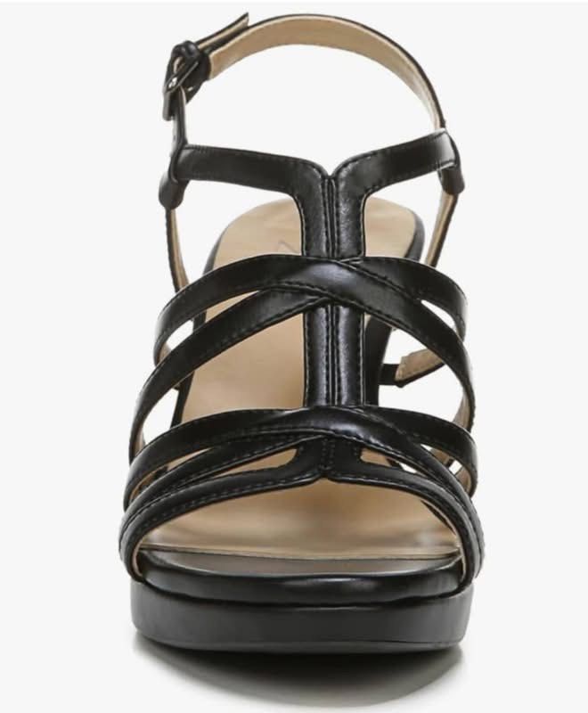 Black Strappy High Heel Sandals with Platform (Category: Heels) located in Midsayap. Submitted by bagski (Listing ID 1469811485, Image 1). Description: ✅original ✅Brandnew - Color: Sleek black with a neutral beige inner sole - Design: Multi-strap cage design across the foot with clean stitching - Heel & Sole: Slender high heel with a supportive platform front sole - Closure: Slingback ankle strap with a secure metal buckle - Condition: Brand new 