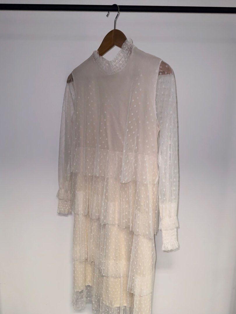 BLGS Cream Dress (Category: Dresses) located in Quezon City. Submitted by coolmomma (Listing ID 1469857540, Image 2). Description: Good as new Can Fit small to medium slightly stretchable length 42 in..