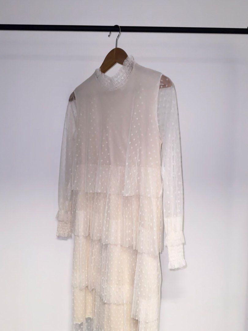 BLGS Cream Dress (Category: Dresses) located in Quezon City. Submitted by coolmomma (Listing ID 1469857540, Image 1). Description: Good as new Can Fit small to medium slightly stretchable length 42 in..