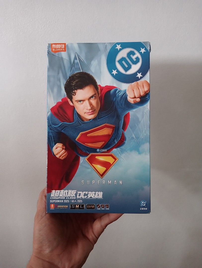 Blokees Champion Class Superman (Category: Figurines & Statues) located in Muntinlupa City. Submitted by mcnigel84 (Listing ID 1469856204, Image 1). Description: - Brand: Blokees Champion Class - Scale: 1/12 scale action figure - Inclusions: Krypto the Superdog figure, interchangeable hands, alternate head sculpts, and premium fabric cape - Condition: Packaging intact, brand new - Perfect for: DC fans and action figure collectors - Slightly dent 