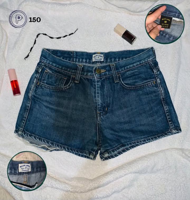 Blue Label Denim Shorts Medium (Category: Shorts) located in Cebu City. Submitted by venomouswhisk (Listing ID 1469816840, Image 1). Description: - Brand: Blue Label - Size: Medium - Wash: Classic dark wash - Features: Front pockets and belt loops - Condition: Good staple piece for casual wear - Styling: Easily pairs with tees or tanks Dm me for more photos! Mod: J&t mop: gcash.