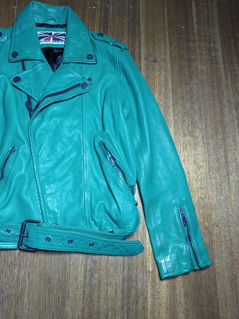 Blues heroes grunge alternative leather jacket (Category: Coats, Jackets and Outerwear) located in Mandaluyong City. Submitted by beloved_kirara (Listing ID 1469867376, Image 2). Description: good condition no issue xs- small women's dimension L 21 w 17 S 22 800 + sf location mandaluyong willing to meet up as long as it's near my area.