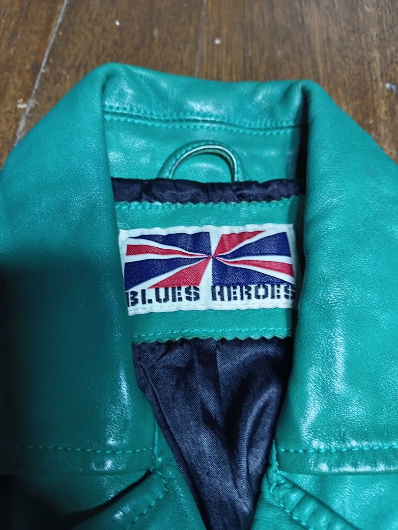 Blues heroes grunge alternative leather jacket (Category: Coats, Jackets and Outerwear) located in Mandaluyong City. Submitted by beloved_kirara (Listing ID 1469867376, Image 3). Description: good condition no issue xs- small women's dimension L 21 w 17 S 22 800 + sf location mandaluyong willing to meet up as long as it's near my area.