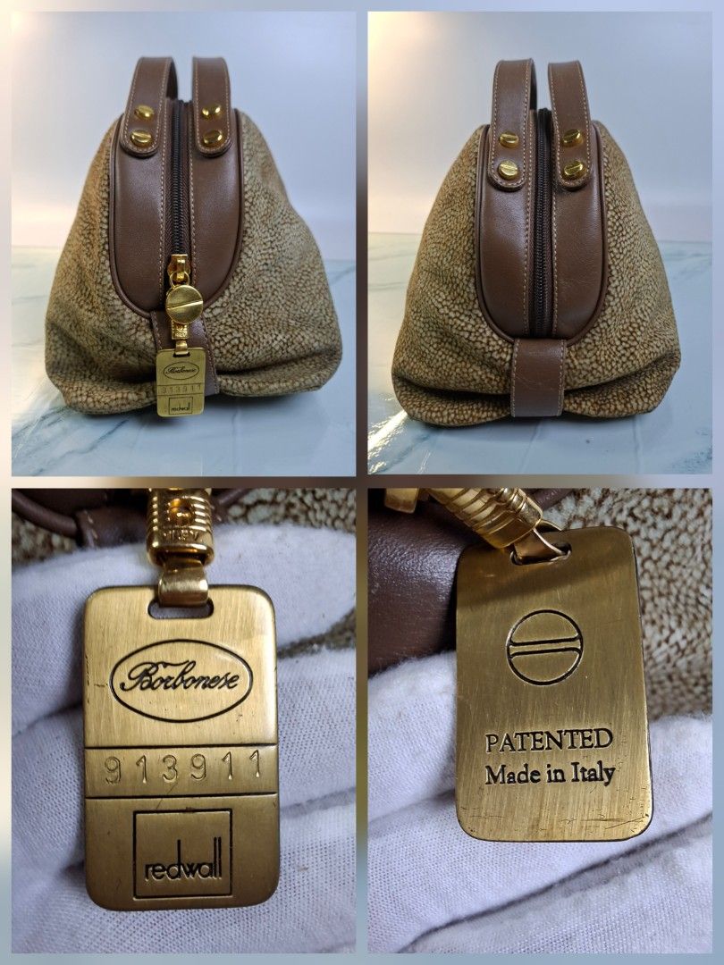 Borbonese Redwall Handbag Brown Patented Italian Designer (Category: Luxury Bags & Wallets) located in Pasay City. Submitted by onick_79 (Listing ID 1469929144, Image 3). Description: Crafted in Italy by Redwall, this dome mini Boston bag features Borbonese’s iconic Occhio di Pernice (quail eye) textured suede paired with classic brown genuine leather trim and polished gold hardware. A timeless, chic piece that seamlessly blends vintage luxury wi