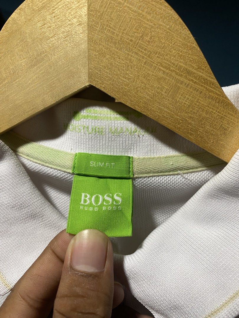 Boss Hugo Polo (Category: Tshirts & Polo Shirts ) located in Munoz. Submitted by brazziwardrobe (Listing ID 1469906667, Image 2). Description: Length:26 inches Width:19 inches Excellent Condition Issue:Tiny Dot Stain sa lower back Color rate:9.8/10 Negotiable Dm to purchase 💌 📍Nueva Ecija.