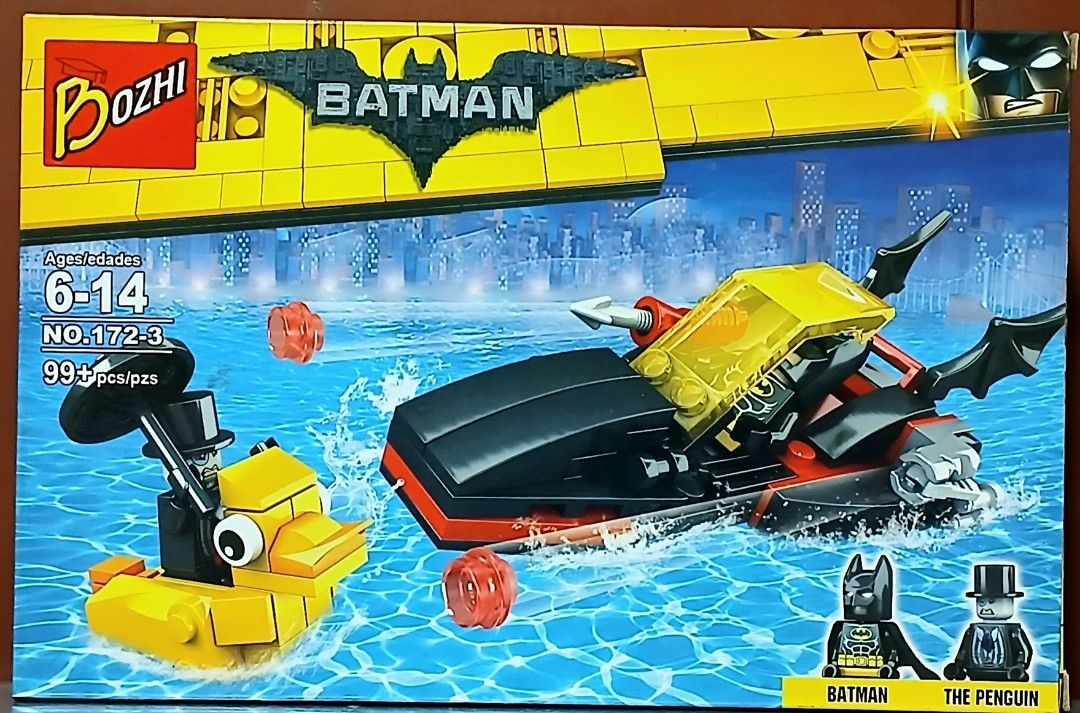 Bozhi Batman Building Blocks Set NO.172 (Category: Lego & Building Sets) located in Manila. Submitted by brunobeaut55620 (Listing ID 1469873680, Image 3). Description: - Brand: Bozhi Batman 4-in-1 Building Blocks Set. Sold as a set of 4 boxes. - Includes 8 Minifigures: Batman, The Joker, Catwoman, The Penguin, and Poison Ivy - Build exciting vehicles, boats, and action figures 4 in 1 Box set. Build 4 individual Batman themed vehicles or combine t