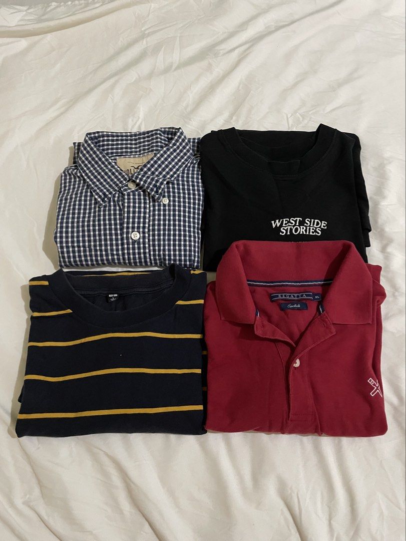 branded men’s clothes — take all (Category: Tshirts & Polo Shirts ) located in Manila. Submitted by mariali_ (Listing ID 1469905335, Image 1). Description: all are in good condition! take all for 550! these are all authentic and well taken care of by my kuya :) hollister long sleeve - l regatta red - xl uniqlo - l west side - m (oversized) rfs: owner moved to UK— decluttering .