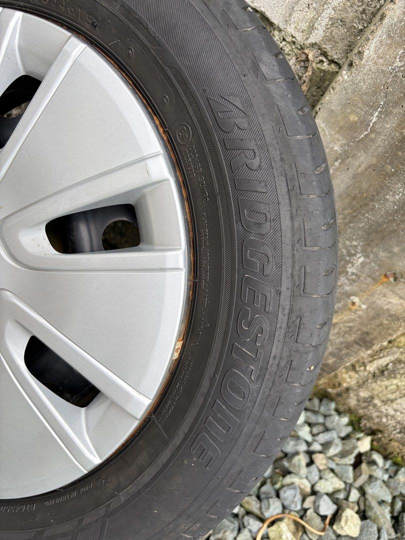 Bridgestone Ecopia 175 65 r14 (Category: Mags and Tires) located in Quezon City. Submitted by 0917-8131649_edsel_fausto (Listing ID 1469791901, Image 3). Description: Bridgestone Ecopia 4 pcs tires with rim and hubcab. Tire size 175 x 65 x r14 Tire thread 95% as you can still see the red markings. Brand new tire is around 3,800 to 4,200 Selling for ₱7,500 only Thanks.. Godbless Edsel Fausto 0917-8131649.