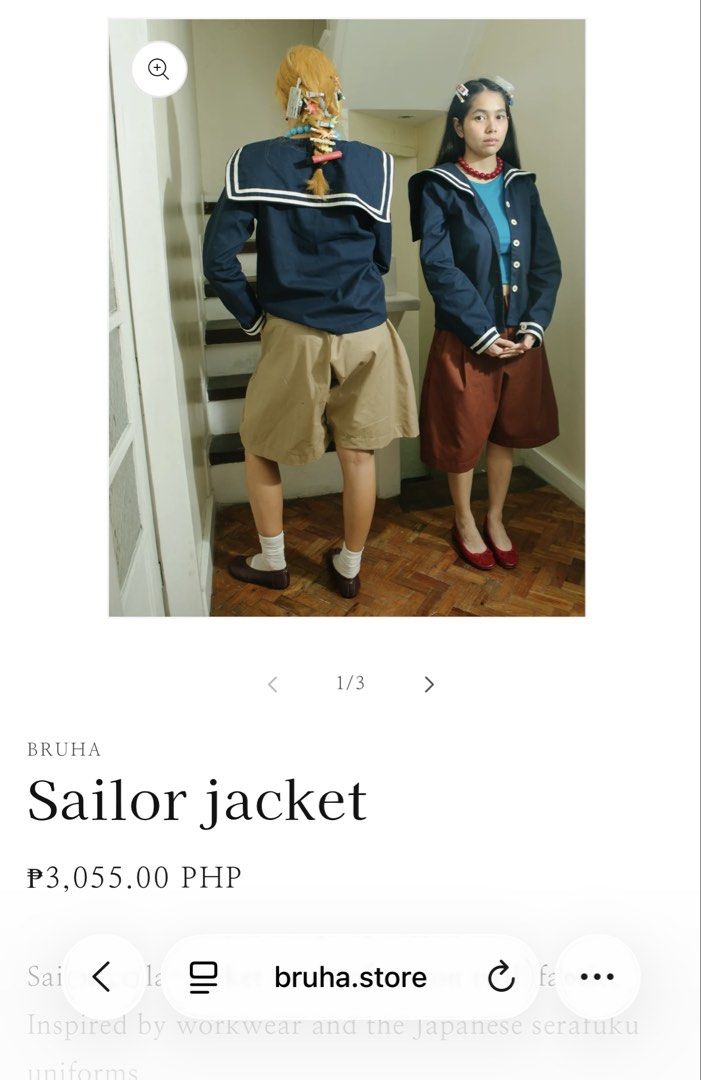 BRUHA Sailor Jacket in Small (Category: Coats, Jackets and Outerwear) located in Lipa City. Submitted by mgaminahal (Listing ID 1469881228, Image 2). Description: bought the wrong size! free sf :) .