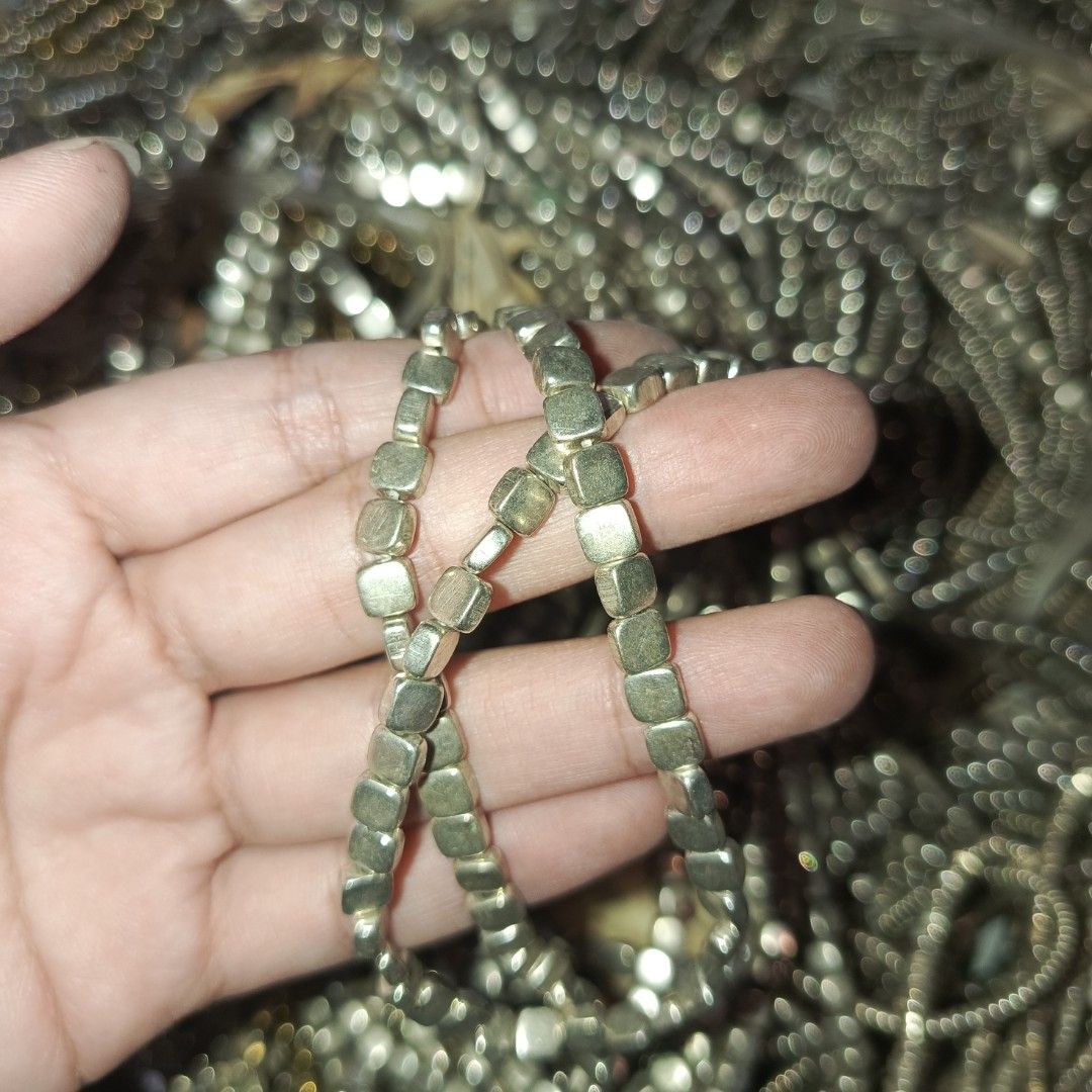 Bulk Lot Metal Beads Assorted Shapes (Category: Necklaces) located in Bulacan. Submitted by snumxxx (Listing ID 1469801748, Image 3). Description: - Massive bulk bundle of metallic bead strands in silver and gold finishes - Includes a variety of shapes: heart beads, cube blocks, round beads, and rectangles - Mixed lengths and styles for endless design possibilities - Perfect for DIY jewelry making, crafting projects, or resale - Selling everythin