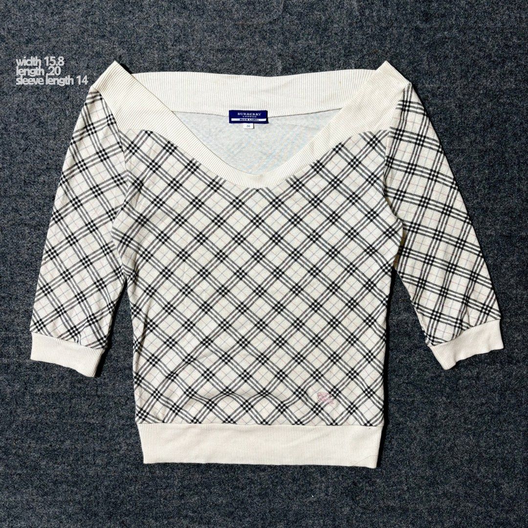 Burberry Blue Label Nova Check off-shoulder (Category: Longsleeves) located in Mabalacat. Submitted by alternativegooods (Listing ID 1469857389, Image 1). Description: MEASUREMENTS (inches) ⌗ width 15.8 ⌗ length 20 ⌗ sl 14 - Excellent condition ★ Brand New (cut tag) ★ Ready to wear. ★ Color may vary slightly due to lighting. ★ Manage your expectations, these are pre-loved/thrifted items. ★ Ship via J&T Express & Lalamove. .
