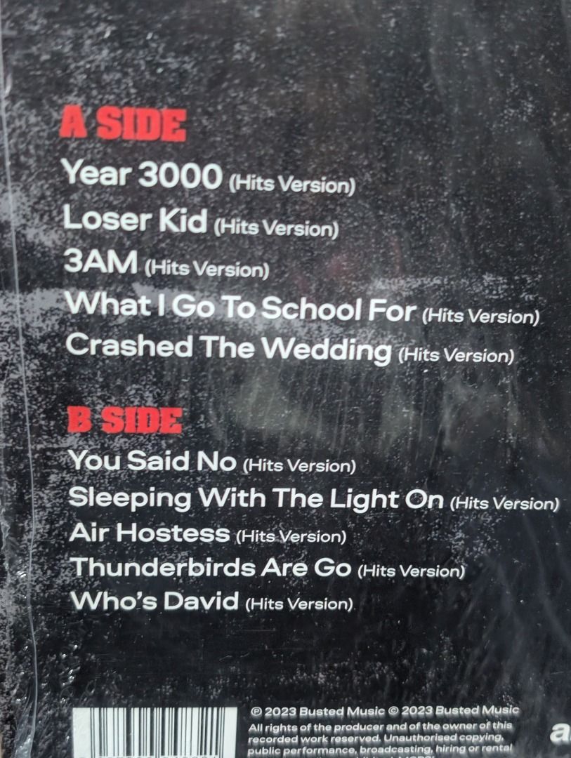 Busted Greatest Hits 2.0 Red Vinyl 1LP Record (Category: Vinyls) located in Pagadian. Submitted by rikzmm (Listing ID 1469908925, Image 3). Description: Busted Greatest Hits 2.0 Red Vinyl 1LP (2023 Release) **Selling from my personal collection. Slightly used, played twice or thrice. - Condition: Slightly used, still with shrink wrap - Version: Hits Versions - Featuring the Hits: Year 3000, Loser Kid, 3AM, What I Go To School For, Crashed The Wed