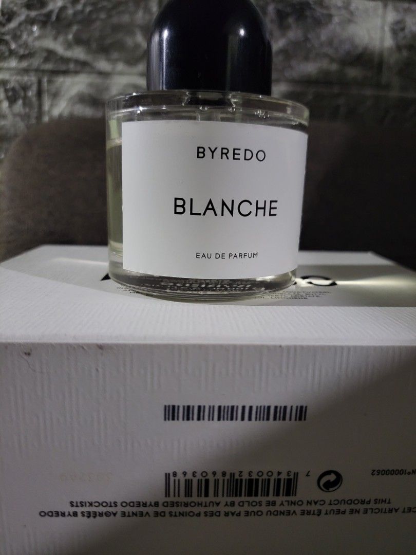 Byredo Blanche Eau De Parfum 100ml (Category: Fragrance & Deodorants) located in Santa Rosa. Submitted by ShiraOni (Listing ID 1469859459, Image 2). Description: - Brand: Byredo - Fragrance: Blanche Eau de Parfum - Size: 100ml - Condition: lightly used see the juice level - Packaging: Comes with the original white box and matching slip cover - Design: Clean minimalist bottle featuring the signature black cap - 100% authentic and well-stored purch