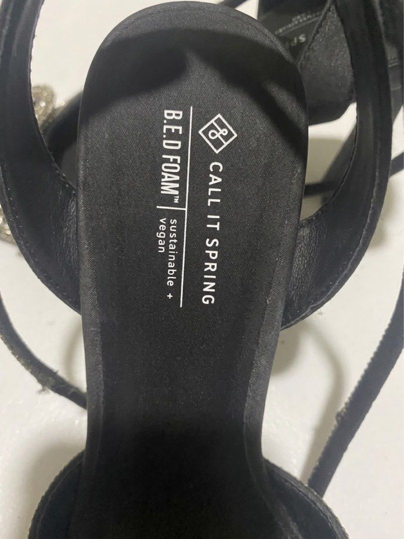 CALL IT SPRING Rhinestones Bow Heels (Category: Heels) located in Manila. Submitted by mturla4011142 (Listing ID 1469783184, Image 3). Description: Description: CALL IT SPRING 👠✨ Black Rhinestone Bow Heels Size: US 8 | EUR 38.5 | UK 5.5 Fit: EU 38-39 ✨ Details: Original / Authentic Pointed toe + big crystal bow Ankle wrap with rhinestones B.E.D FOAM™ - super comfy, sustainable + vegan Block heel ∼3in - comfy for party Condition: 9/10 Perfect for