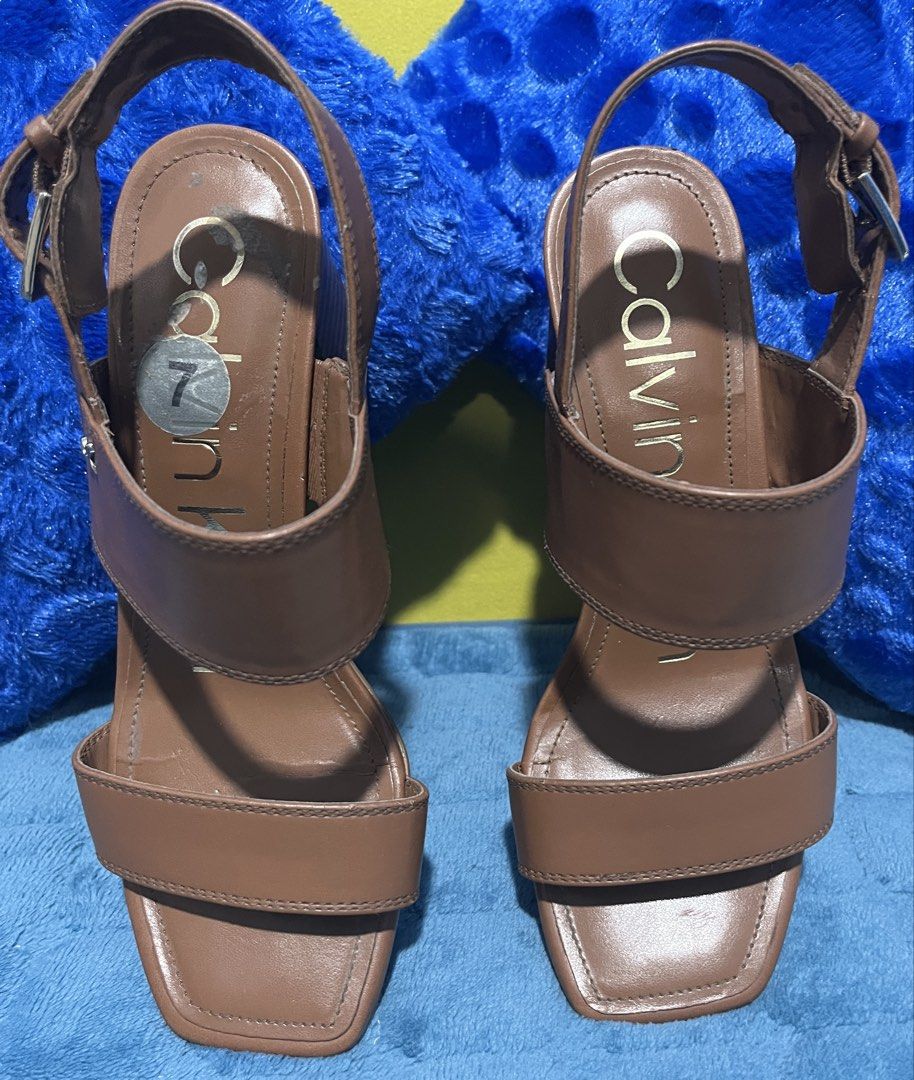 CALVIN KLEIN OPEN SANDALS BROWN (Category: Sandals) located in Paranaque City. Submitted by lcristobal (Listing ID 1469838804, Image 2). Description: size 7 bought in Tj Maxx US used twice decluttering .