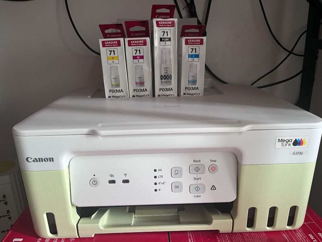 Canon MegaTank G3730 Printer (Category: Printers, Scanners & Copiers) located in Imus. Submitted by elishenggg (Listing ID 1469833142, Image 1). Description: 🖨️ FOR SALE: Canon PIXMA G3730 MegaTank Printer (Yellow Green) 💚 ✨ Almost Brand New | Lightly Used! ✅ Purchased August 2026 from Canon Flagship Store ✅ Printed fewer than 100 pages only! ✅ Print, Scan & Copy with Wi-Fi ✅ With original box & warranty ✅ Includes 1 complete set of genuine Can