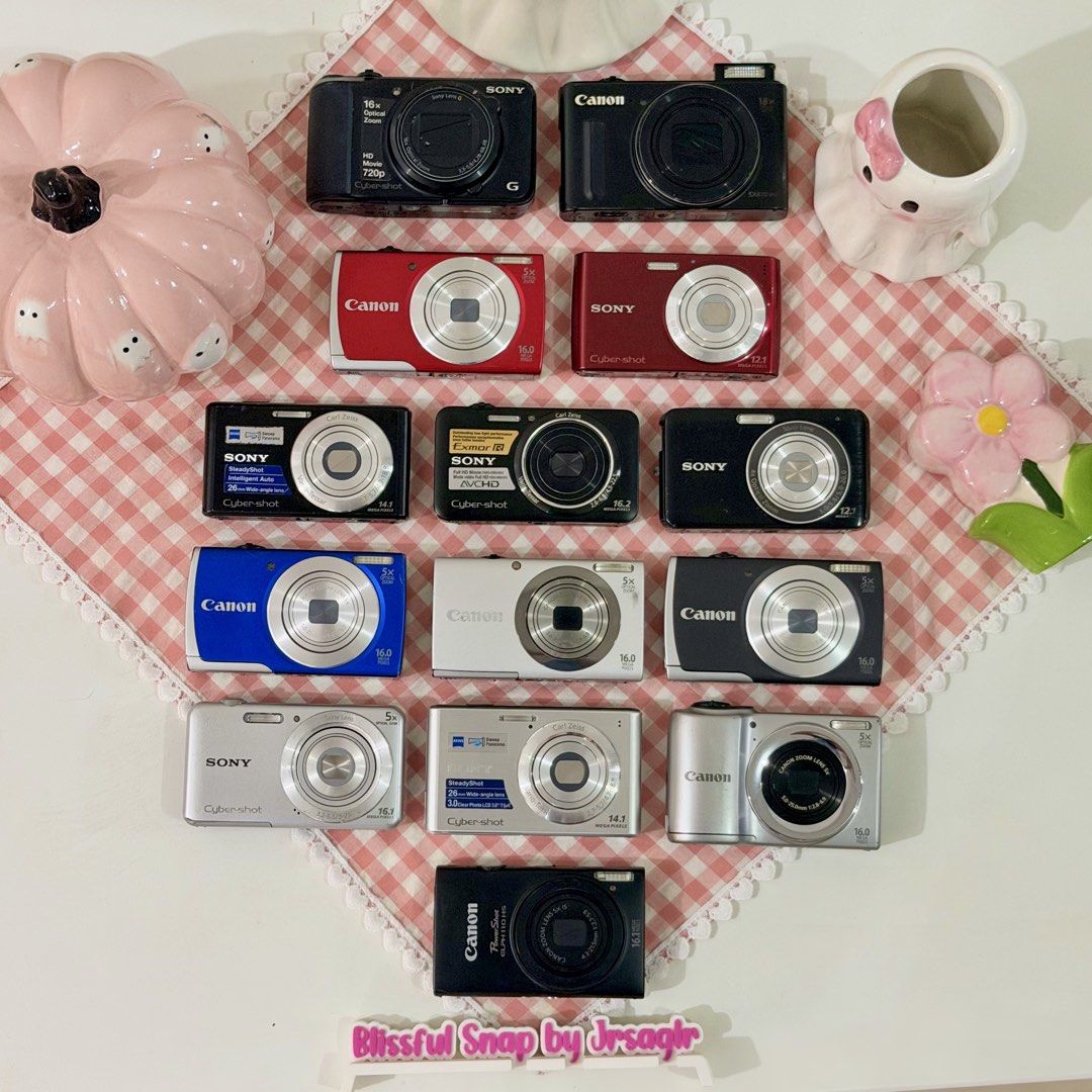 Canon, Sony Digital Camera (Category: Cameras) located in Manila. Submitted by decluttered_by.kisses (Listing ID 1469832114, Image 1). Description: 🎀 AVAILABLE DIGICAMS! 📸♡ ♡ Canon PowerShot SX610 HS — Black | ₱14,999 ♡ Canon PowerShot A810 — Silver | ₱5,499 ♡ Canon PowerShot ELPH 110 — Black | ₱7,699 ♡ Canon PowerShot A2500 — Black | ₱6,999 ♡ Canon PowerShot A2300 — Silver | ₱7,200 ♡ Sony Cyber-shot W550 — Silver | ₱6,999 ♡ Canon PowerShot A25