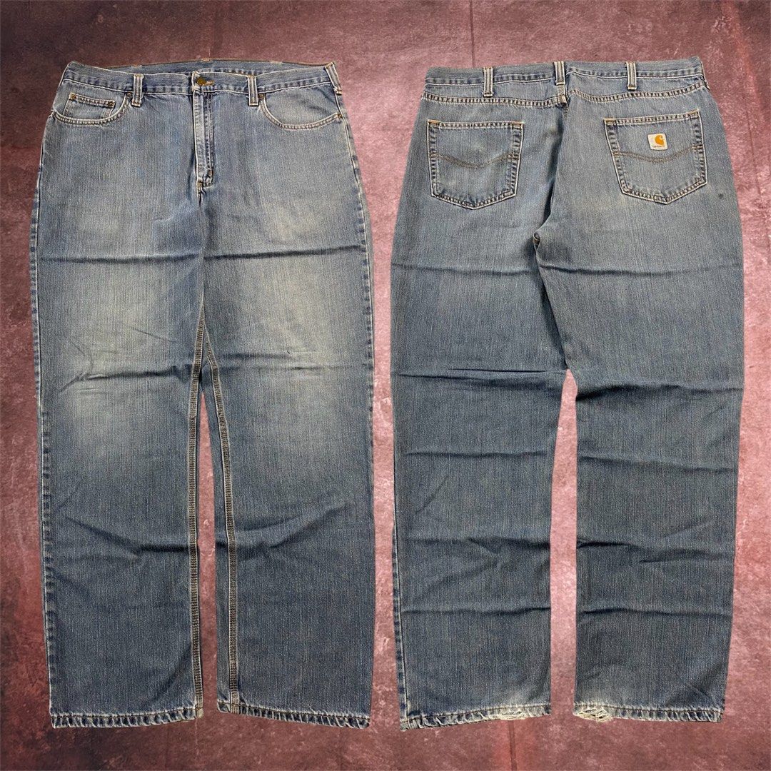 CARHARTT RELAXED FIT JEANS (Category: Activewear) located in Dasmarinas. Submitted by 2slickdeals_ (Listing ID 1469814267, Image 1). Description: SIZE 40x34 ON TAG 40 WAIST 15 THIGH 45 LENGTH 9 HEM ISSUE: MINOR PAINT STAIN, MINOR DISTRESSED SA HEM PART..
