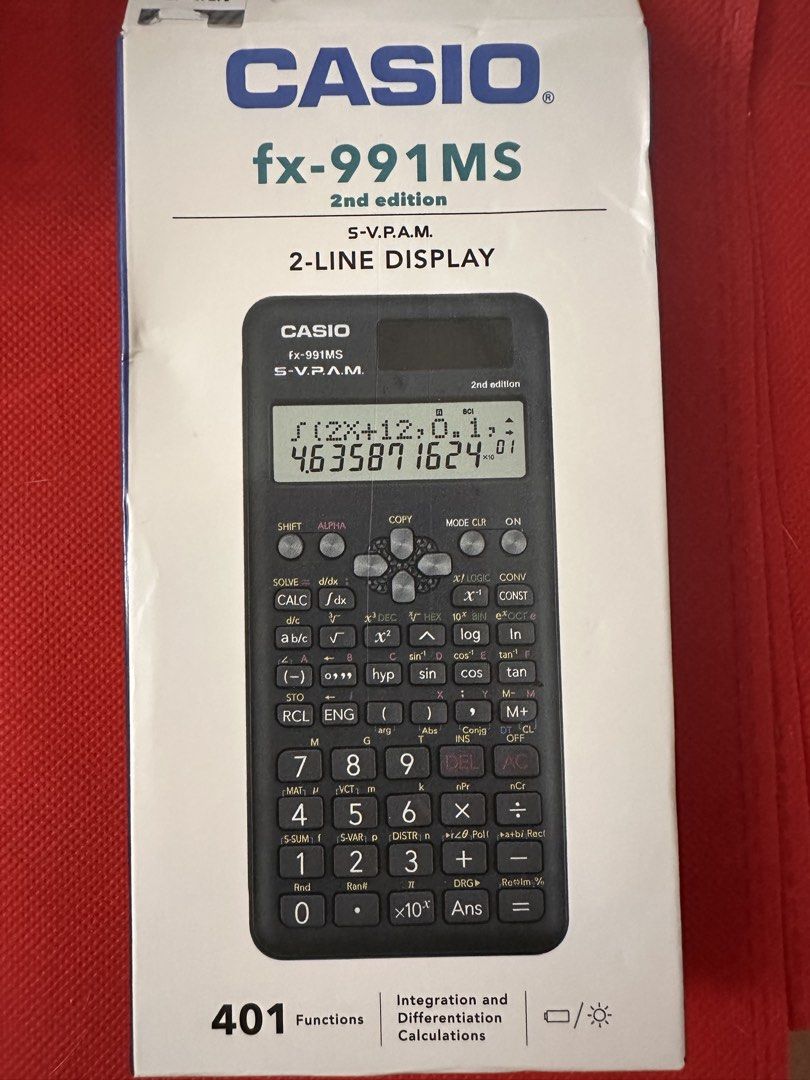 Casio fx-991MS 2nd Edition Scientific Calculator (Category: Office & Business Technology) located in Manila. Submitted by swiftfire_5283dd (Listing ID 1469786904, Image 2). Description: casio fx911MS never pa nagamit brand new naka tambak na lang 720 Quezon city pick up or lalamove.