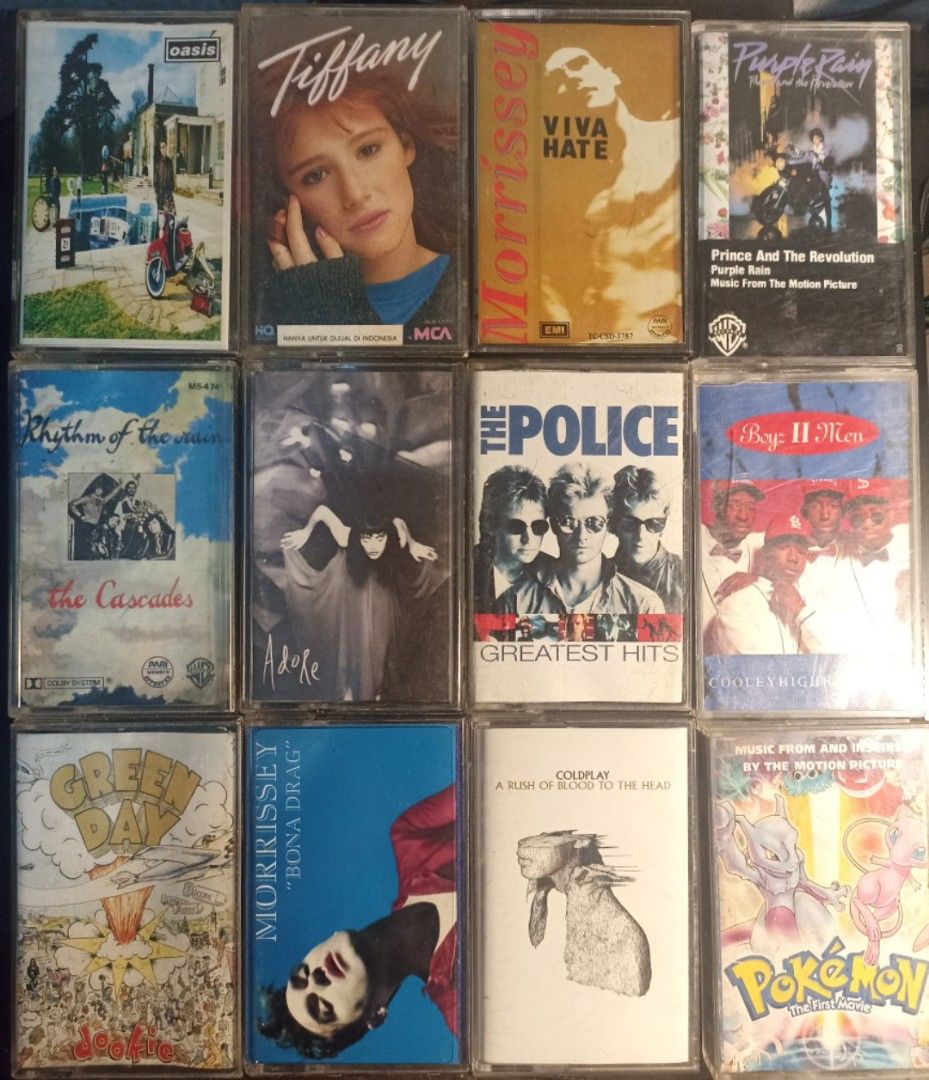 Cassette Tapes (Tested) (Category: CDs & DVDs) located in Las Pinas. Submitted by kanzakiro (Listing ID 1469917140, Image 1). Description: Title (Tape/Inlay Condition) - Pricelist: • Boyz II Men CHH (VG+/VG+) - 250 • The Police Greatest Hits (EX/VG+) - 350 • The Cascades ROTR (VG+/VG+) - 350 • Pokemon The 1st Movie (EX/G hiwa-hiwalay inlay) - 400 • Prince Purple Rain (EX/EX) - 500 • Oasis Be Here Now (VG+/EX) - 600 • Coldplay AROBTTH (EX/VG++) - 