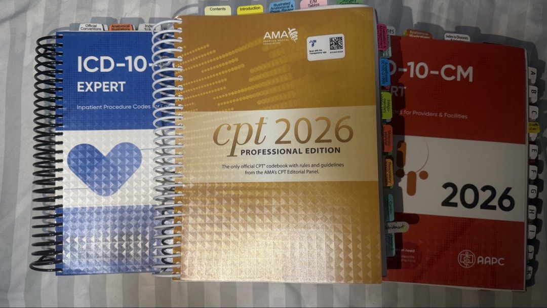 CCS/CPC Medical Coding Books Bundle (Category: Textbooks) located in Apalit. Submitted by potatoqtt (Listing ID 1469924730, Image 1). Description: FOR SALE: 2026 MEDICAL CODING BOOKS BUNDLE Originally purchased everything from Amazon for ₱23,000+. Save ₱7,000+ when you get the whole package! ✨ 📦 INCLUSIONS: 🔵 ICD-10-PCS Expert 2026 – Good as new, never been used 🔴 ICD-10-CM Expert 2026 – With some highlights 🟡 CPT Professional Edition 2026 – 