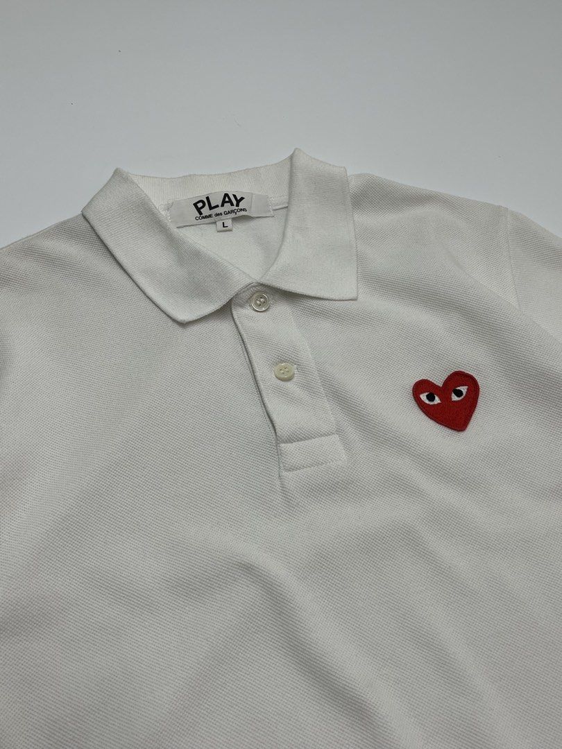 CDG PLAY POLO SHIRT (Category: Shirts) located in Angono. Submitted by thriftnalang (Listing ID 1469917450, Image 2). Description: CDG PLAY POLO SHIRT W 18 | L 23.5 Large women’s Excellent condition .