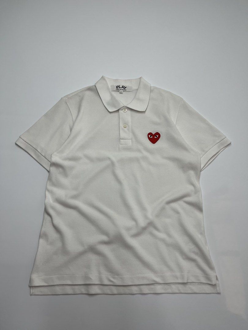 CDG PLAY POLO SHIRT (Category: Shirts) located in Angono. Submitted by thriftnalang (Listing ID 1469917450, Image 1). Description: CDG PLAY POLO SHIRT W 18 | L 23.5 Large women’s Excellent condition .