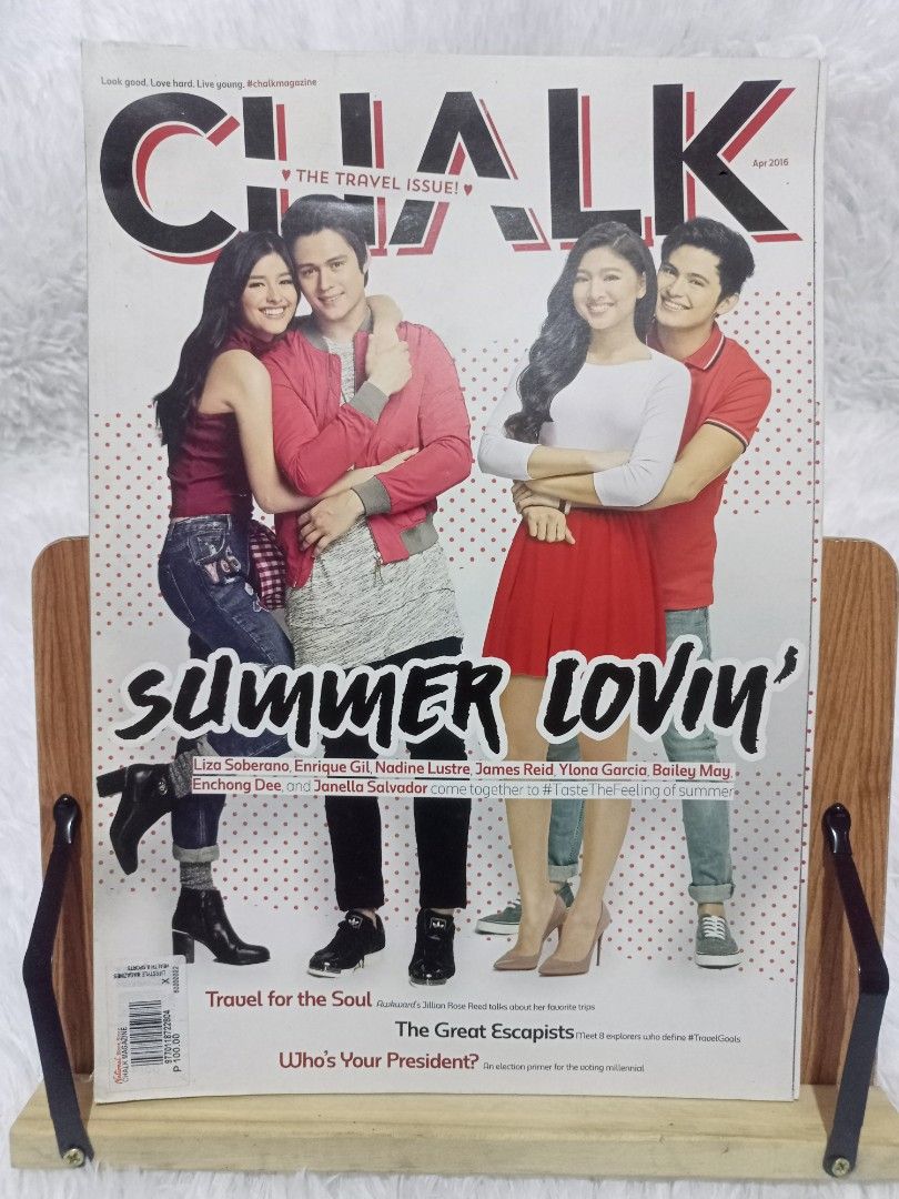 Chalk Magazine April 2016 Summer Lovin' (Category: Magazines) located in Santa Maria. Submitted by odetothereader (Listing ID 1469759283, Image 1). Description: - Magazine: Chalk Magazine (April 2016 Travel Issue) - Cover Stars: Liza Soberano, Enrique Gil, Nadine Lustre, and James Reid - Ideal for: Pop culture collectors and local showbiz fans.