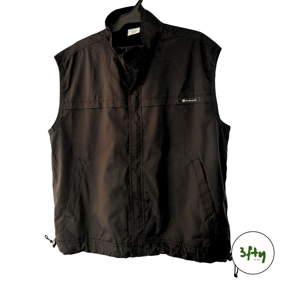 Champion Black Zip-Up Vest (Category: Vests) located in Pantabangan. Submitted by 3ftyfinds (Listing ID 1469802147, Image 1). Description: Mode of payment: GCash/Bank Transfer Mode of delivery: J&T Express (shouldered by buyer) Meet ups/drop off within Baguio City proper only. Feel free to dm for inquiries, thank you!!.