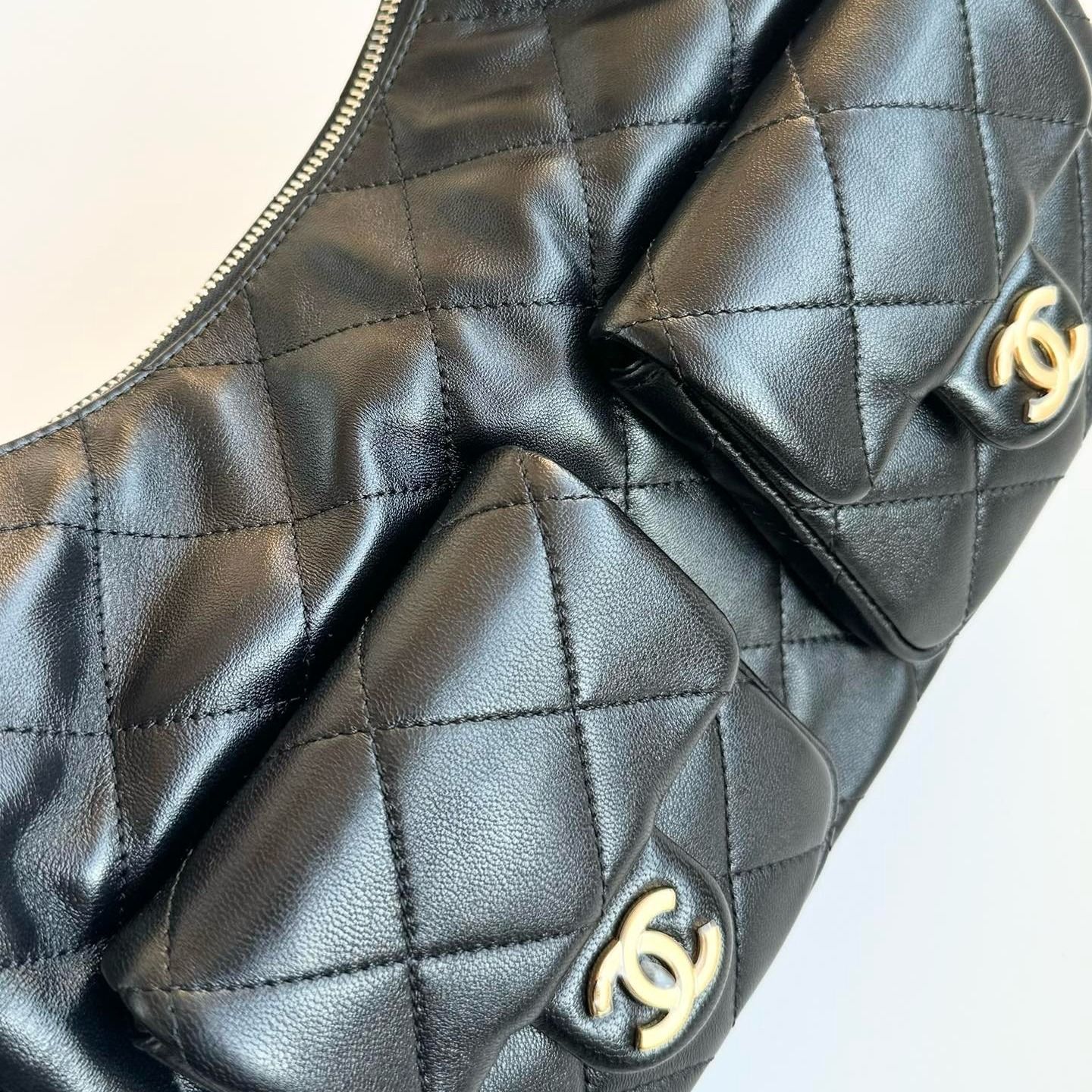 Chanel Cargo Hobo Black Quilted Calfskin Gold Hardware, Luxury, Bags ...