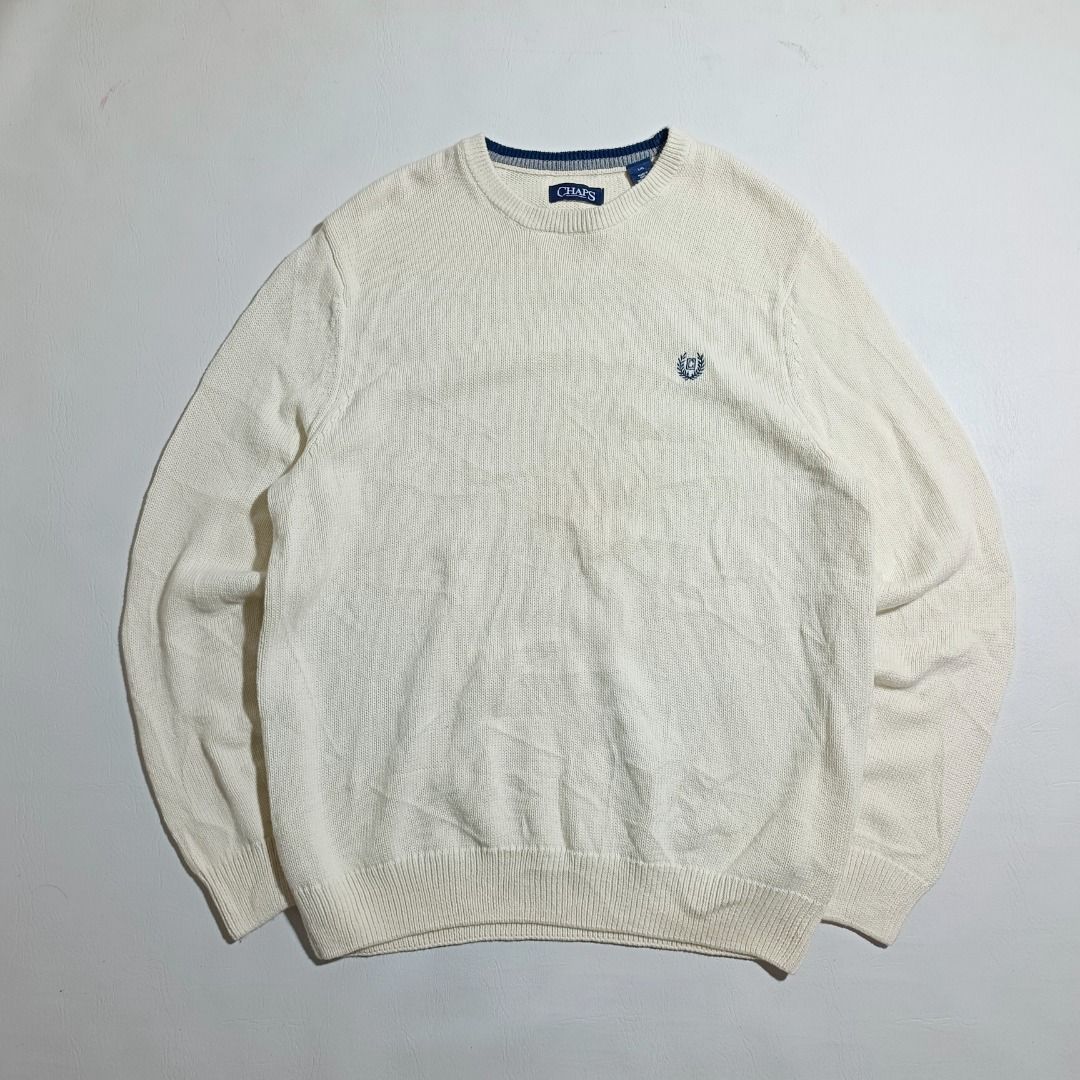 Chaps Knitted Sweater🤍 (Category: Coats, Jackets and Outerwear) located in Baguio. Submitted by freshmarket_2600 (Listing ID 1469889392, Image 1). Description: Brand: Chaps Knitted Sweater Tags: Complete Size: Large Dimension: L29W24 Condition: Excellent Color rate: 10/10 Color: Cream Issue/s: None.